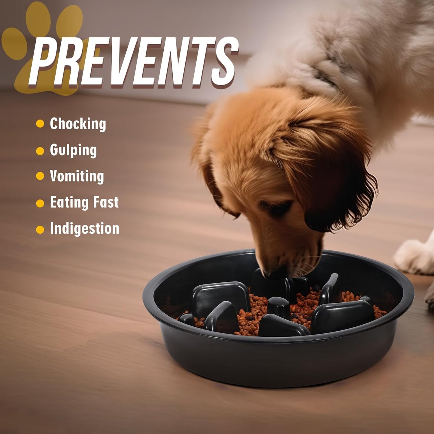 Slow Feeder Dog Bowl - BPA, PVC, and Phthalate-Free - Suitable for Most Raised Feeders - Non-Slip Maze Design - Can Be Used for All Food Types