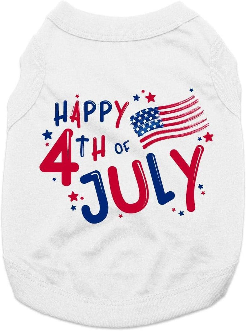 Happy 4Th of July Dog Shirt - White (X-Large)