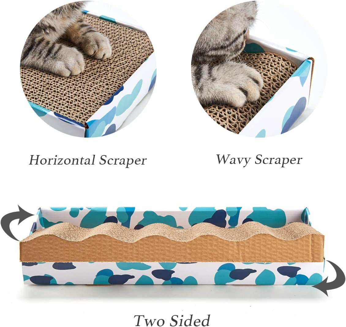 Cat Scratcher Cardboard Reversible Cat Cat Scratch Pad Kitty Corrugated Scratching Bed Catnip Included (1 Pack)