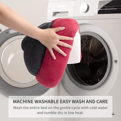 round Donut Cat and Dog Cushion Bed, 20In Pet Bed for Cats or Small Dogs, Anti-Slip & Water-Resistant Bottom, Super Soft Durable Fabric Pet Beds, Washable Luxury Cat & Dog Bed Red