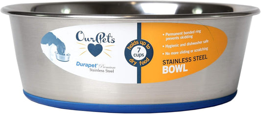Ourpet'S Durapet Premium Dishwasher Safe Stainless Steel Dog Bowl for Food or Water [Multiple Sizes for Small to Large Dogs] in Traditional or Wide Base Design - 8 CUP