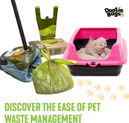Pooch Approved Dootie Bags - Dog Poop Bags - Tie-Handles - 100 Count Dootie Strong Leakproof Bags - Perfect for Dogs & Cats - Litter - Pet Waste Cleanup - Swivel Bin &  Scoopers