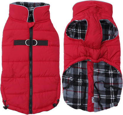 Dog Winter Warm Coat Jacket, Windproof Snowproof, Pet Outdoor Jacket for Small to Large Dogs - Red - XXL