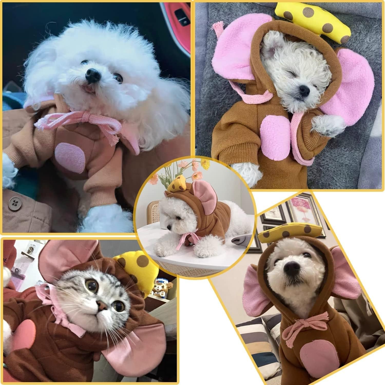 Pet Clothes Dogs Hoodie Sweatshirt - Cute Animal Shape Cold Weather Clothes Costume Outfit for Puppy Cats Small Medium Dog