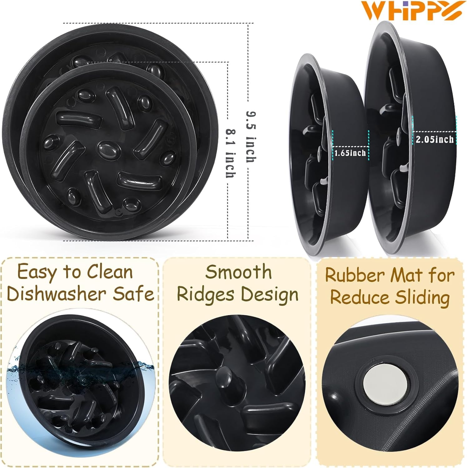Slow Feeder Dog Bowl - BPA, PVC, and Phthalate-Free - Suitable for Most Raised Feeders - Non-Slip Maze Design - Can Be Used for All Food Types