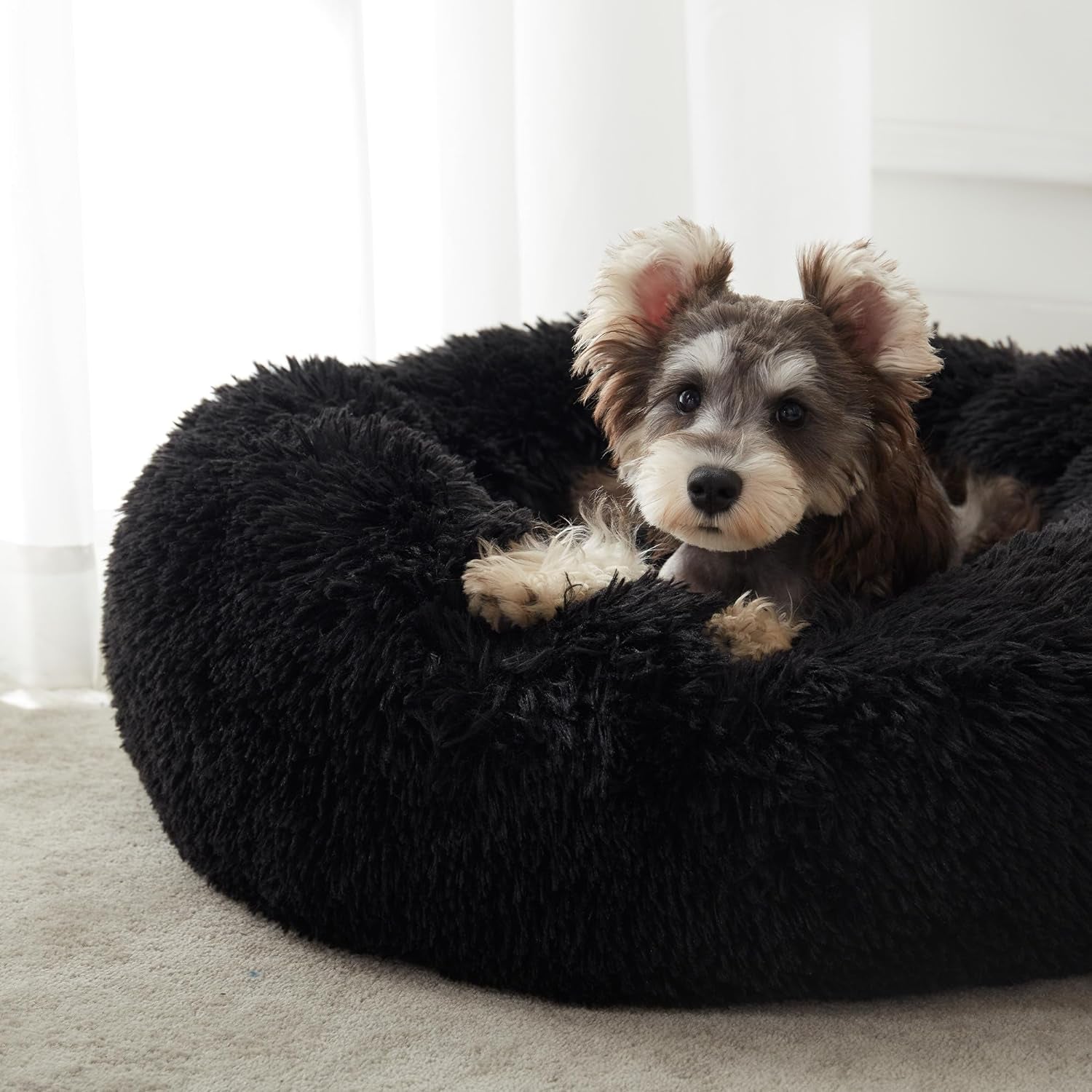 Calming Dog Bed & Cat Bed, Anti-Anxiety Donut Dog Cuddler Bed, Warming Cozy Soft Dog round Bed, Dog Cat Cushion Bed for Small Medium Dogs and Cats