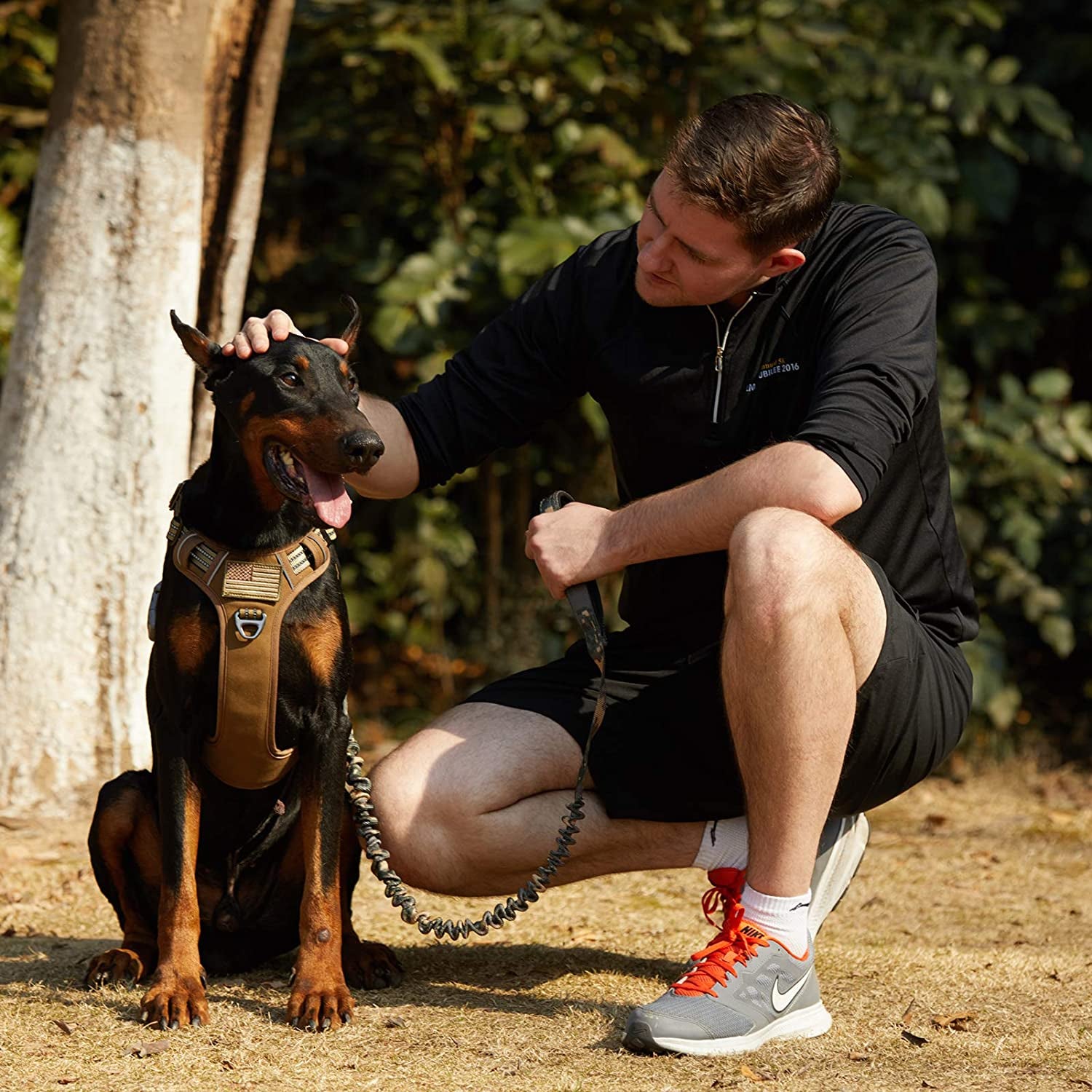 Tactical Dog Harness for Large Dogs No Pull, Famous TIK Tok No Pull, Fit Smart Reflective Pet Walking Harness for Training, Adjustable Dog Vest Harness with Handle Brown L