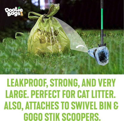 Pooch Approved Dootie Bags - Dog Poop Bags - Tie-Handles - 100 Count Dootie Strong Leakproof Bags - Perfect for Dogs & Cats - Litter - Pet Waste Cleanup - Swivel Bin &  Scoopers