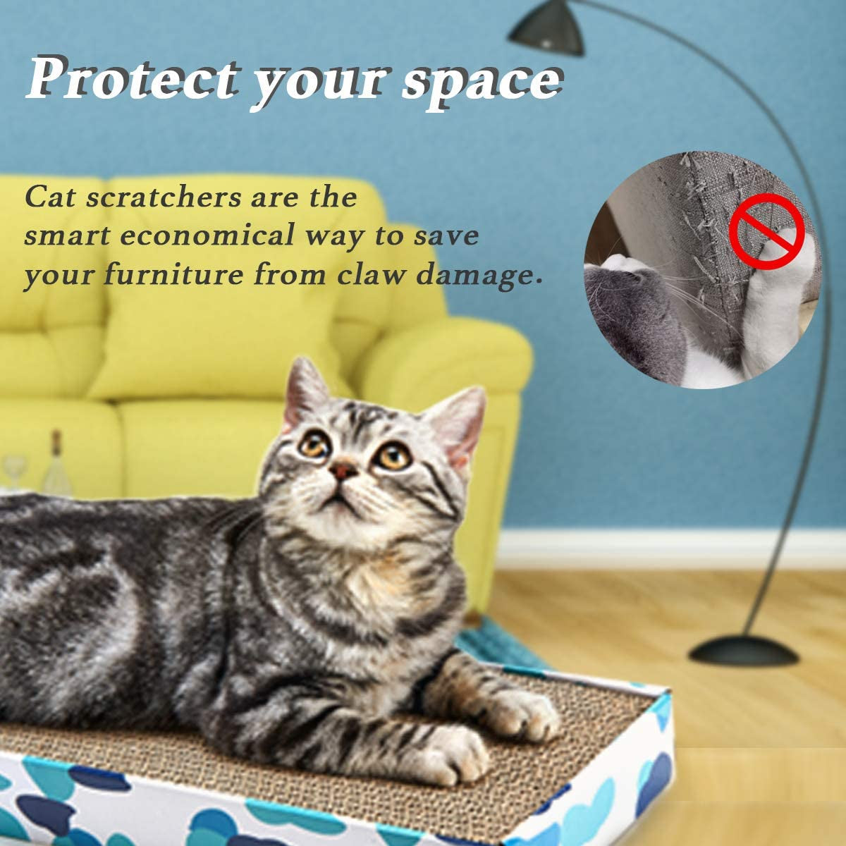 Cat Scratcher Cardboard Reversible Cat Cat Scratch Pad Kitty Corrugated Scratching Bed Catnip Included (1 Pack)