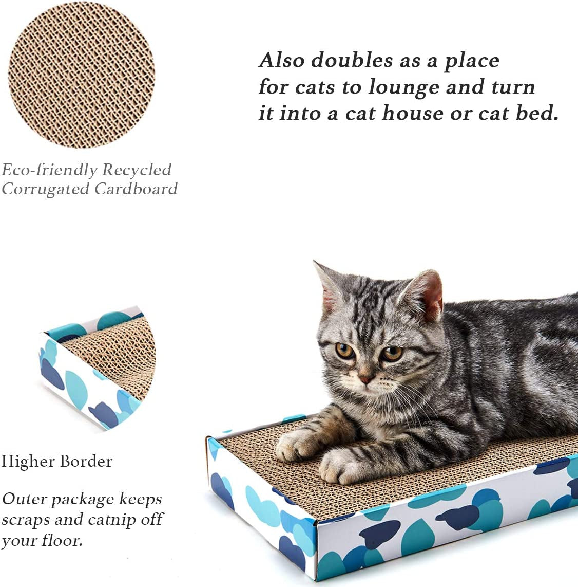 Cat Scratcher Cardboard Reversible Cat Cat Scratch Pad Kitty Corrugated Scratching Bed Catnip Included (1 Pack)