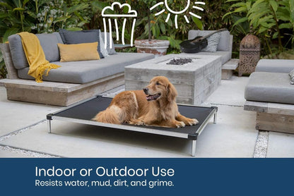 Chew Proof Elevated Dog Bed - Made for Aggressive Chewers, Indestructible Cot, Heavy Duty, 120-Day Warranty, Washable, Pre-Assembled, Fits Crates Large 41"X27" Blue Quartz