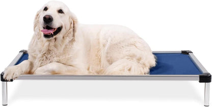 Chew Proof Elevated Dog Bed - Made for Aggressive Chewers, Indestructible Cot, Heavy Duty, 120-Day Warranty, Washable, Pre-Assembled, Fits Crates Large 41"X27" Blue Quartz