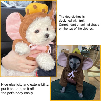 Pet Clothes Dogs Hoodie Sweatshirt - Cute Animal Shape Cold Weather Clothes Costume Outfit for Puppy Cats Small Medium Dog