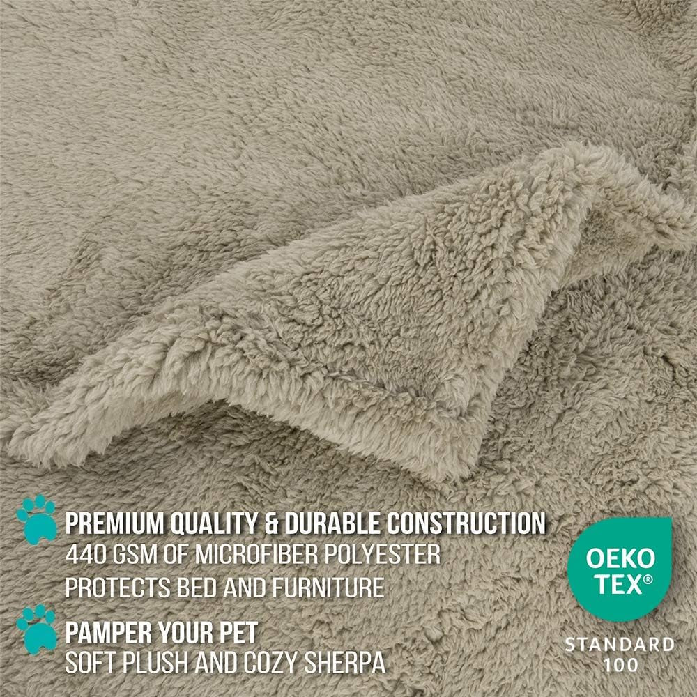 Fluffy Waterproof Dog Blanket for Small Medium Dogs, Soft Warm Pet Sherpa Throw Pee Proof Couch Cover, Reversible Cat Puppy Bed Blanket Sofa Protector, Plush Washable Pad (Taupe Camel, 24X32)