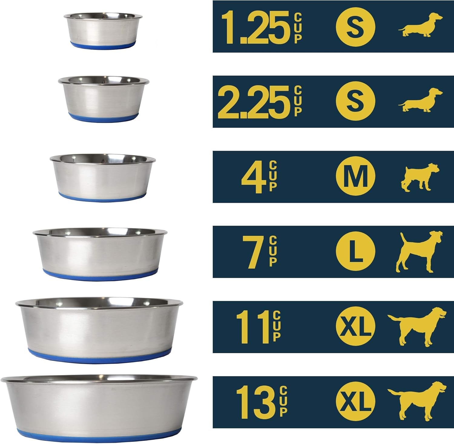 Ourpet'S Durapet Premium Dishwasher Safe Stainless Steel Dog Bowl for Food or Water [Multiple Sizes for Small to Large Dogs] in Traditional or Wide Base Design - 8 CUP