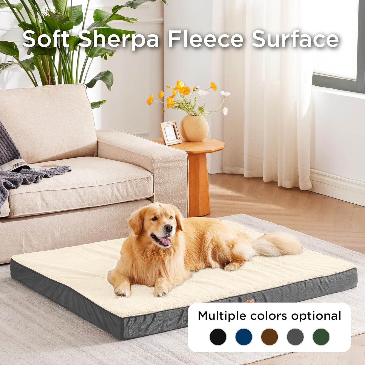 XL Dog Bed Large Sized Dog -Orthopedic Waterproof Extra Large Pet Beds with Removable Washable Cover, Egg Crate Foam Mat, Suitable for Pet up to 100 Lbs